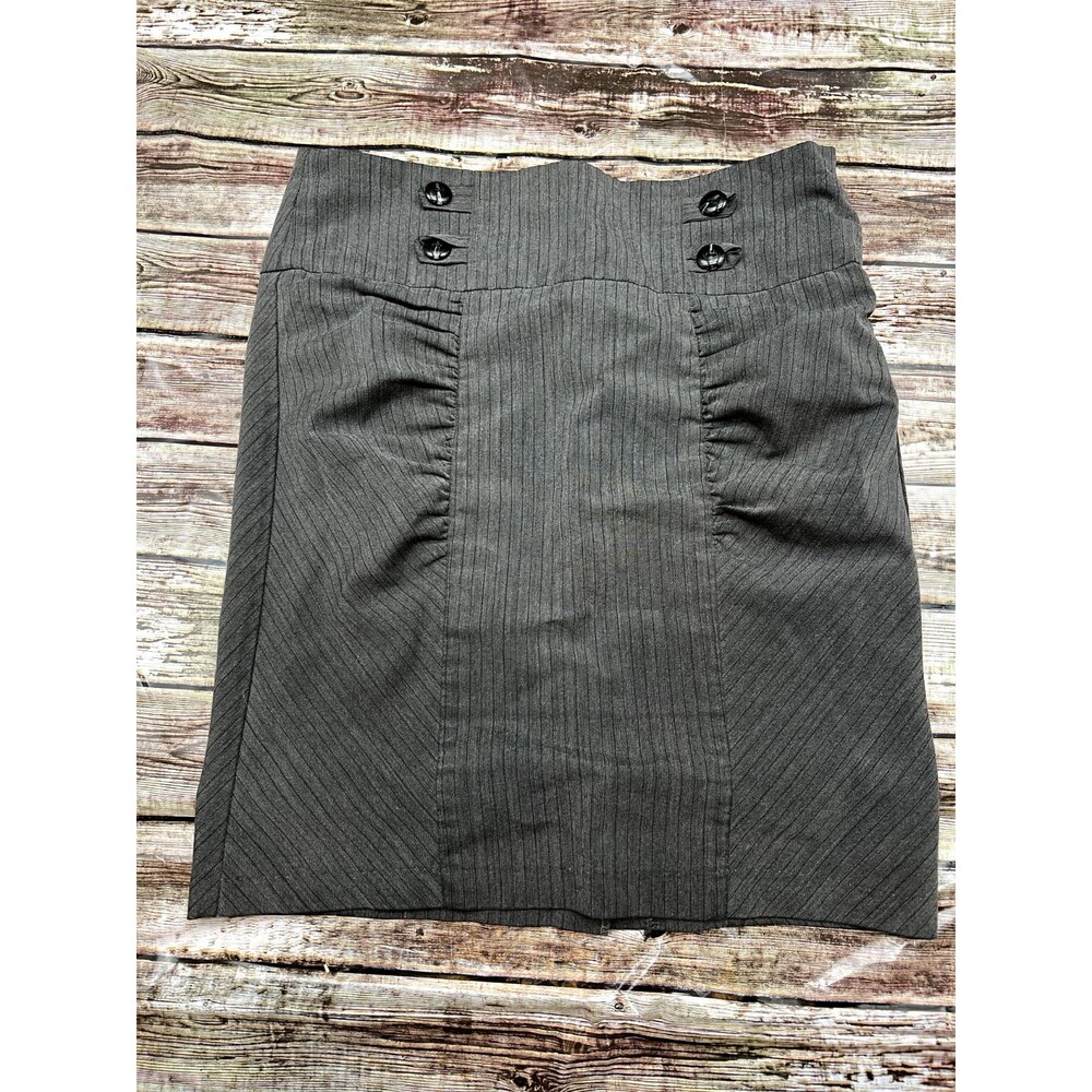 Heart Soul Gray Pinstripe Straight Skirt Women's Size 7 Size Zip